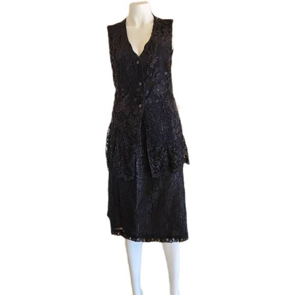 Faith vintage 3 pc set smal womens 80s 90s coat skirt top beaded jeweled Three F - Picture 6 of 10